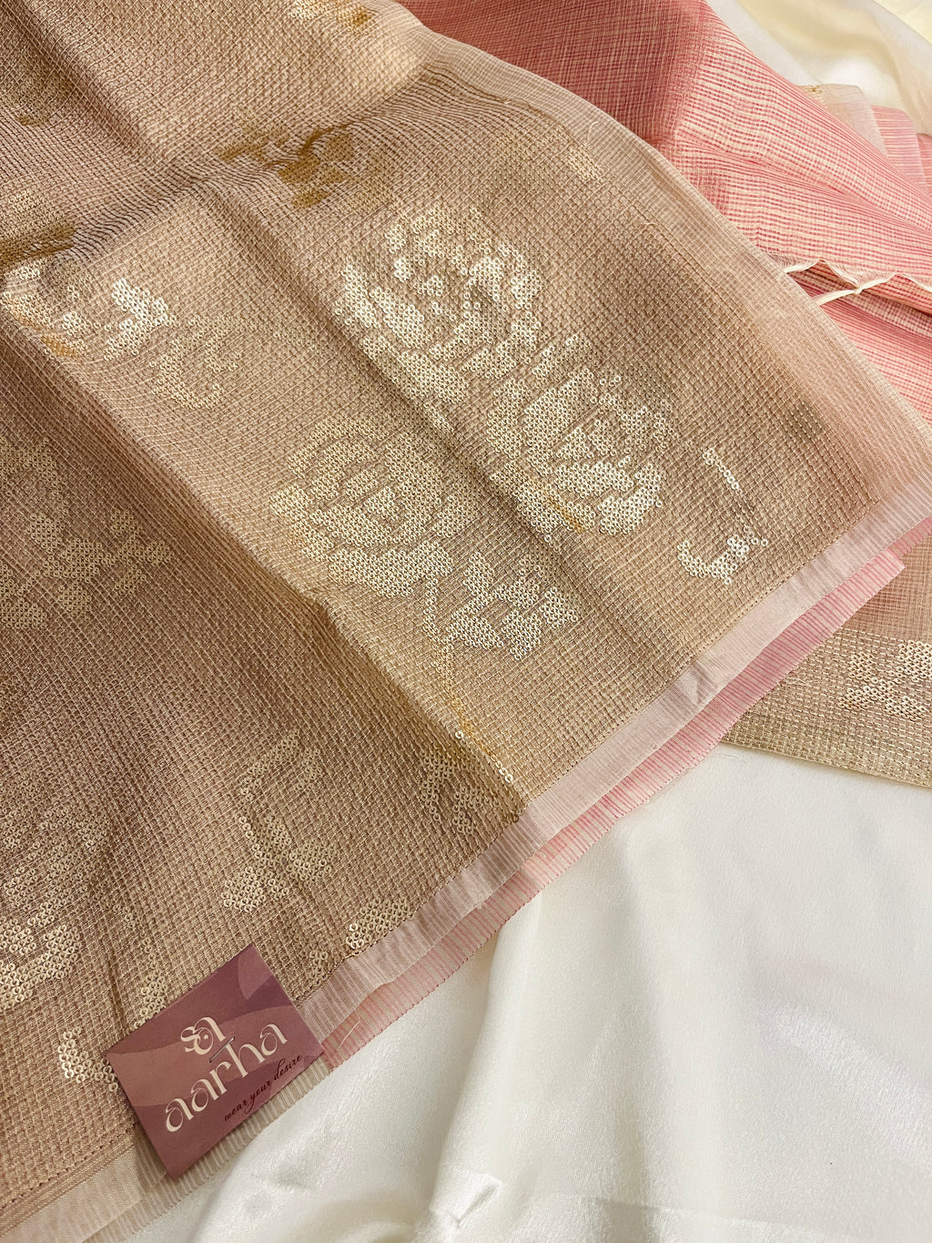 So-032 gulabi onam saree (tussar tissue)