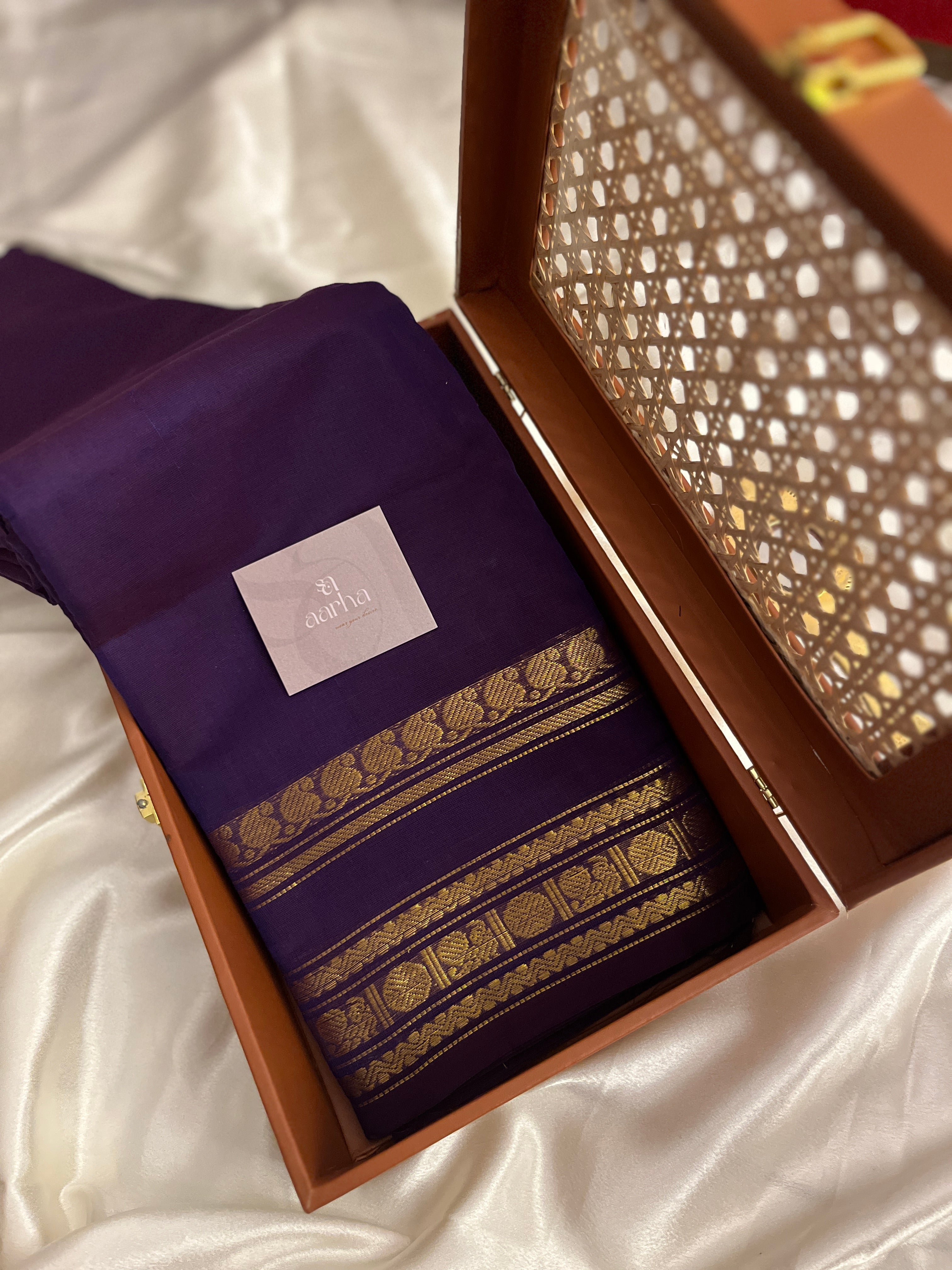 Snp-023 violet with gap border Kanchi cotton saree