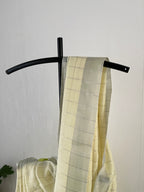 So-055 butter yellow and silver check semi linen saree
