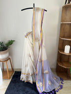 So -061 silver lotus embroidered with violet gap border