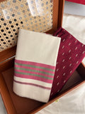 Ksm-006 red and green sett mundu with blouse piece