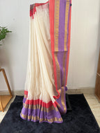 So-082 violet and red kanchi border mul cotton saree