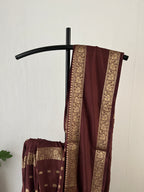 Sc-031 coffee brown with retta pettu gap border and body buttas semi silk saree