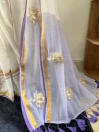 So -061 silver lotus embroidered with violet gap border