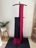 So-089 black and pink mul cotton saree