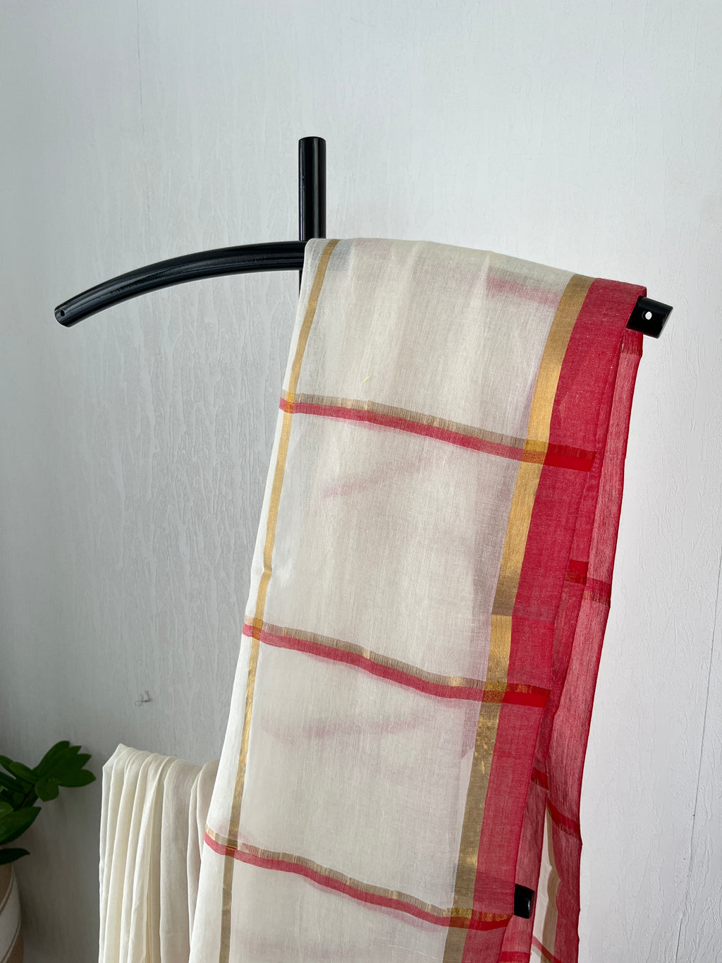 Sm-040 brick red half and half mul cotton saree