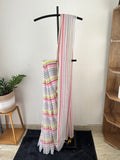 So-072 grey striped mul cotton saree