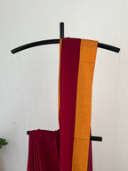 So-087 maroon with mustard mul cotton saree
