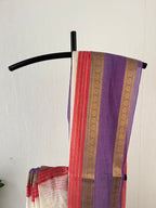 So-082 violet and red kanchi border mul cotton saree