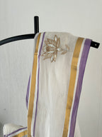 So -061 silver lotus embroidered with violet gap border