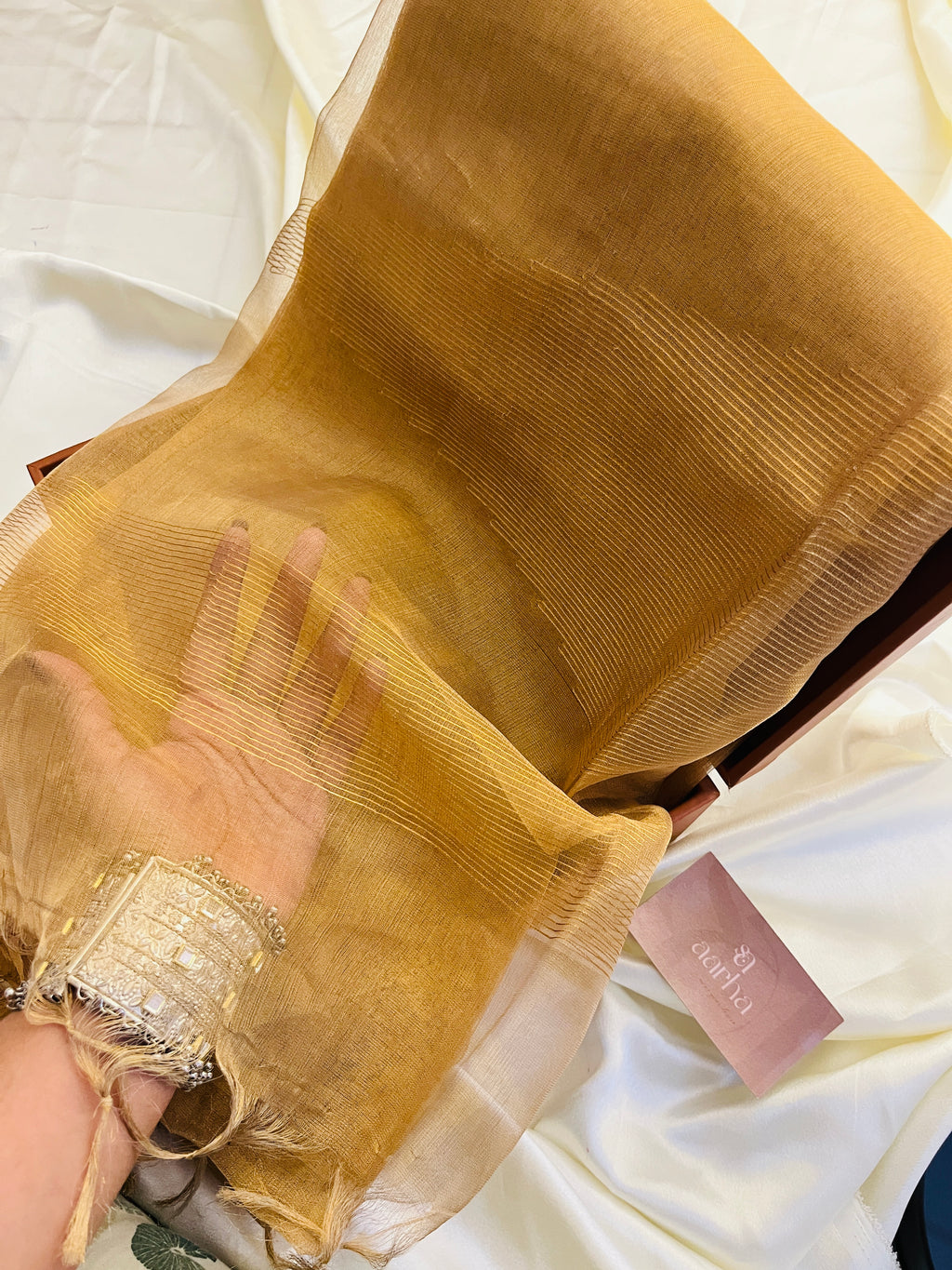 So-015 golden tissue silk saree