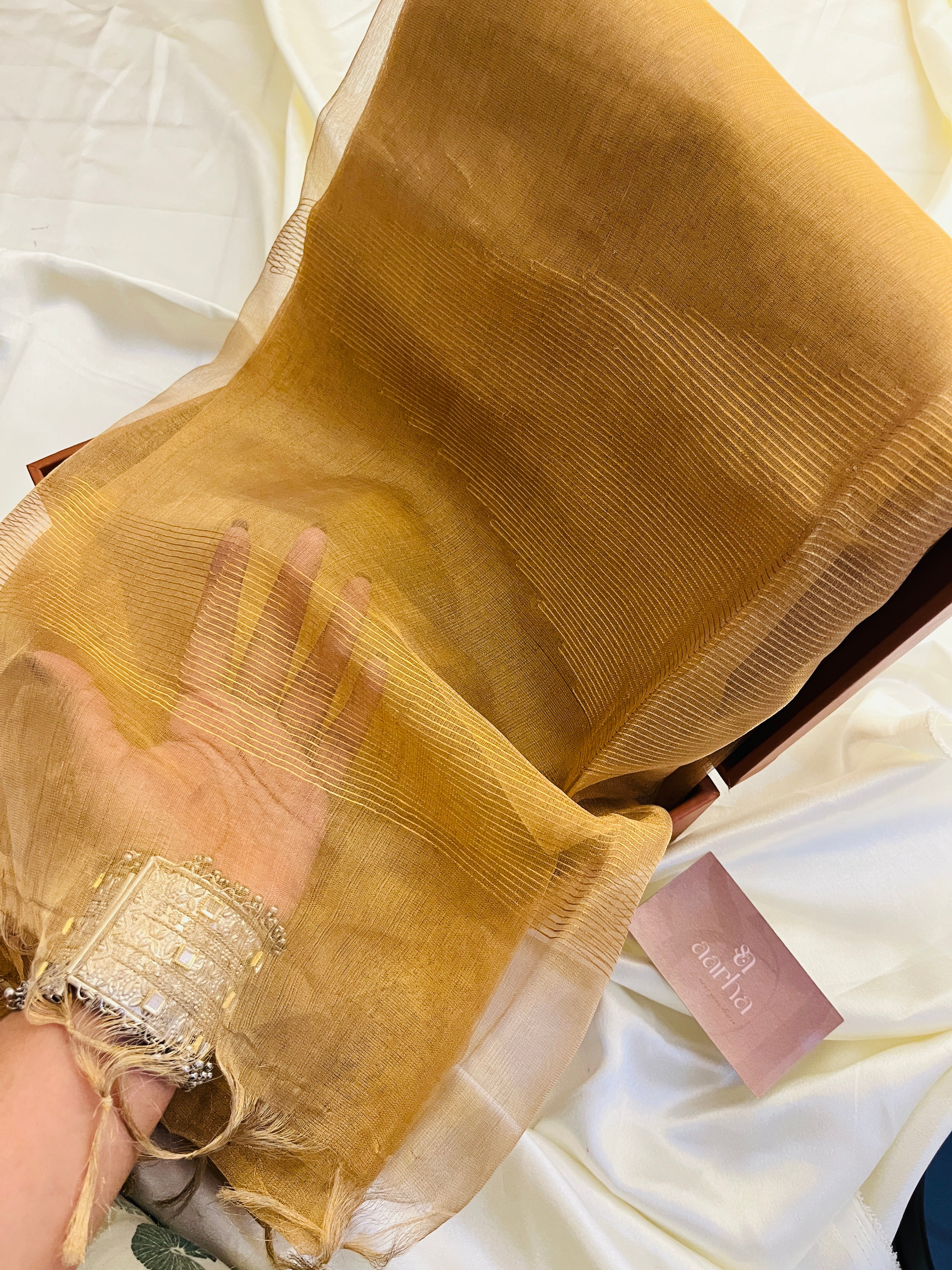 So-015 golden tissue silk saree