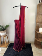 So-075 reddish maroon and purplish maroon half and half with thin golden zari