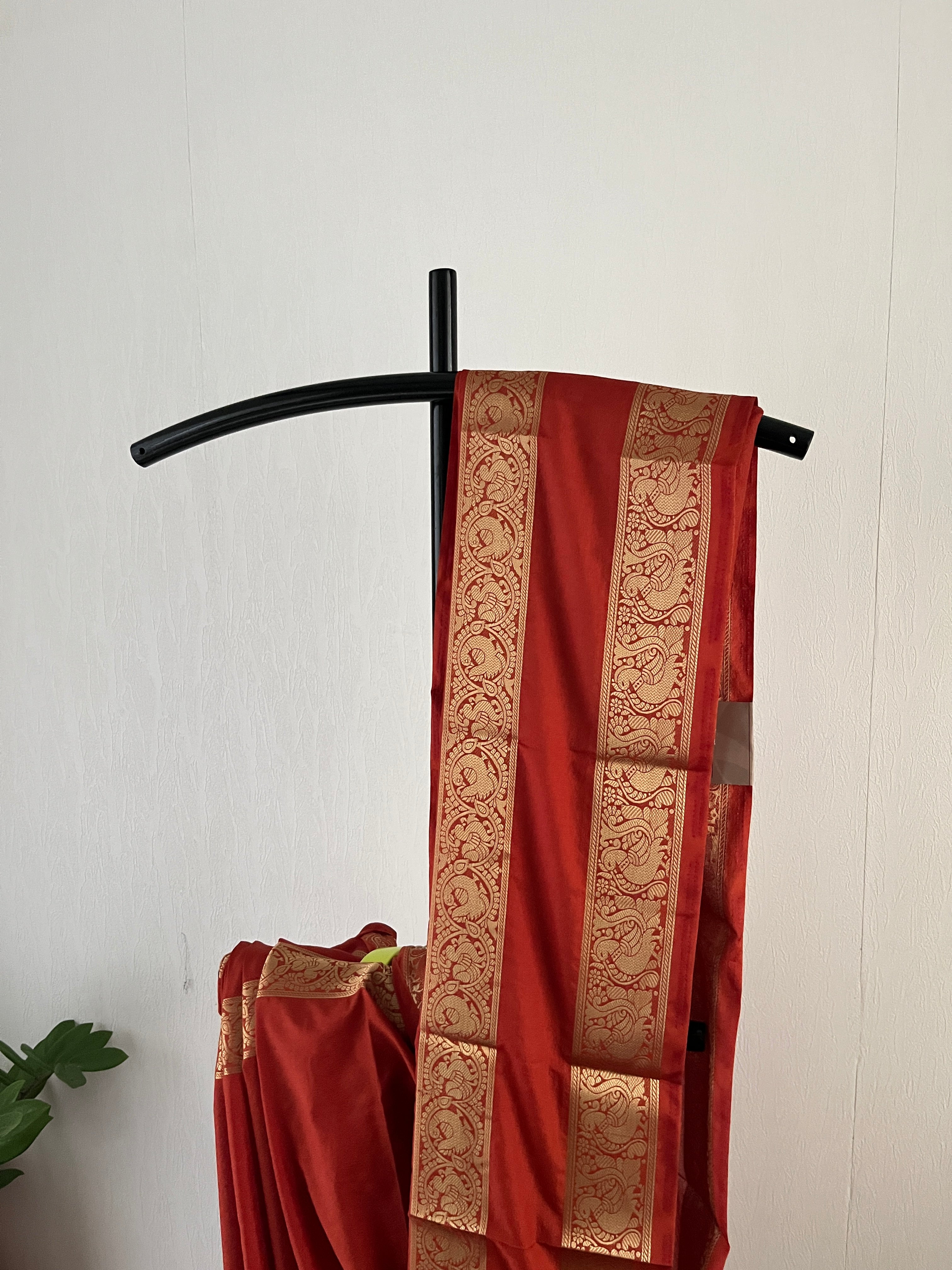 Sc-030 rust orange with retta pettu semi silk saree