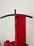 Sc-023 floral red chiffon saree