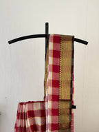 So-071 reddish maroon chech with zari border mul cotton saree.