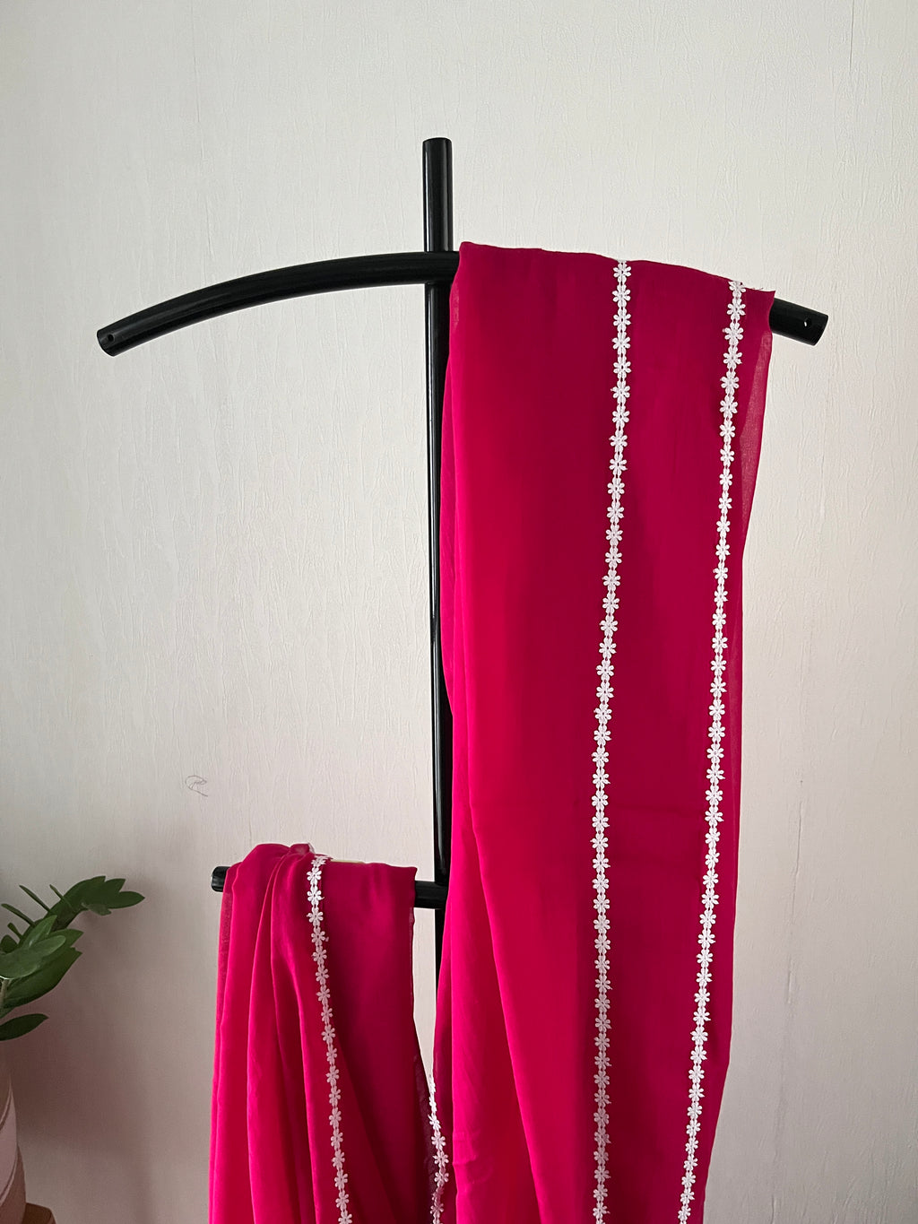 Sg -011 pink with flower lace mul cotton saree