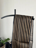 So-003 black with golden stripes border mul cotton
