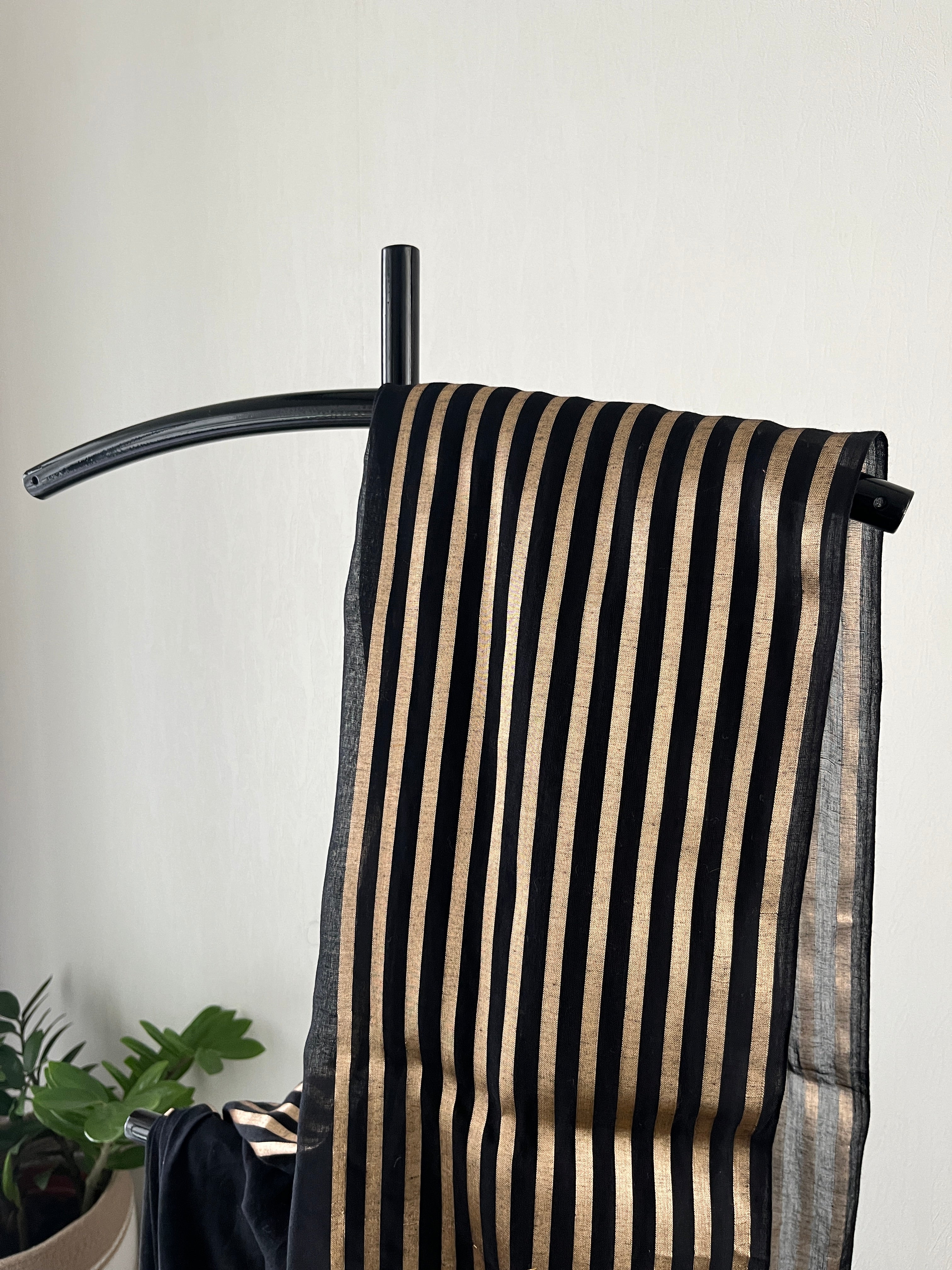 So-003 black with golden stripes border mul cotton