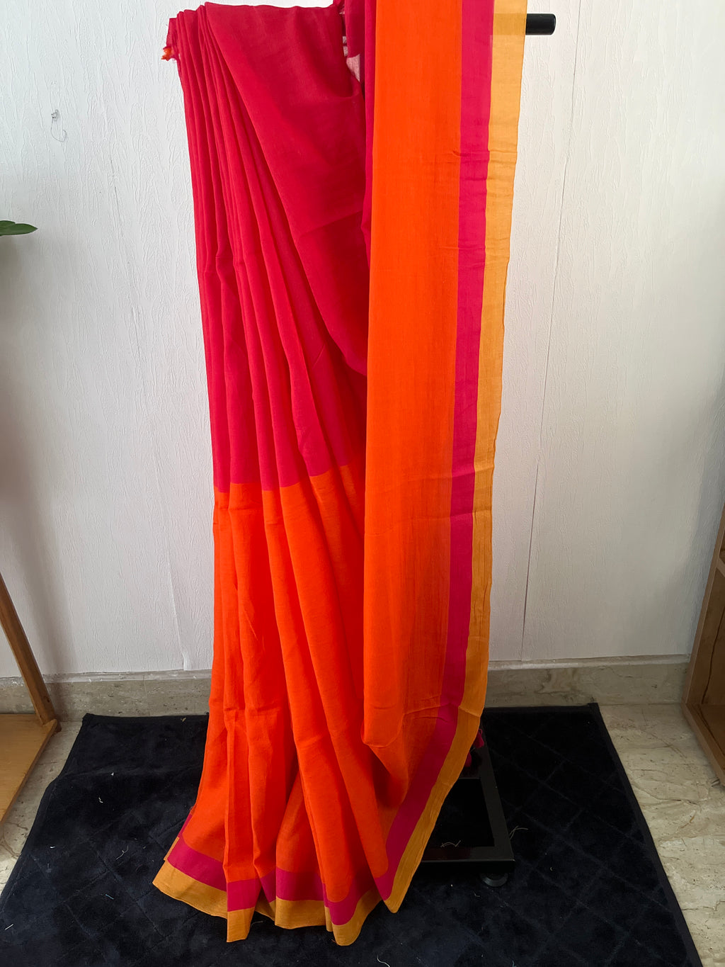 So-079 orange rani pink half and half mul cotton