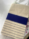 So-084 royal blue temple border Kerala saree