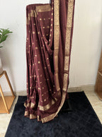 Sc-031 coffee brown with retta pettu gap border and body buttas semi silk saree