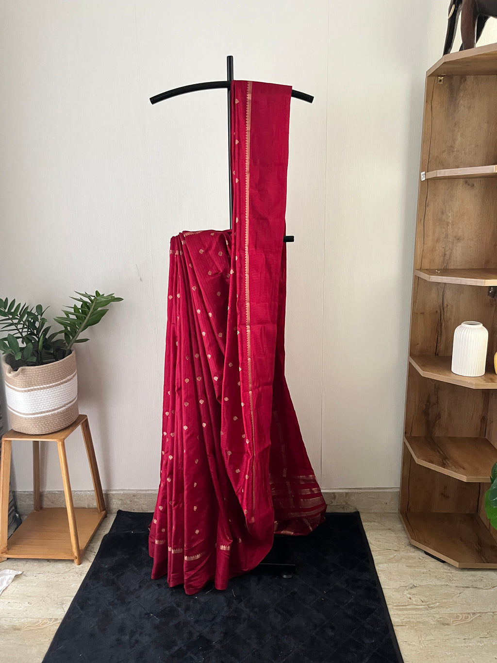 Sc-032 maroon with golden buttas semi silk saree