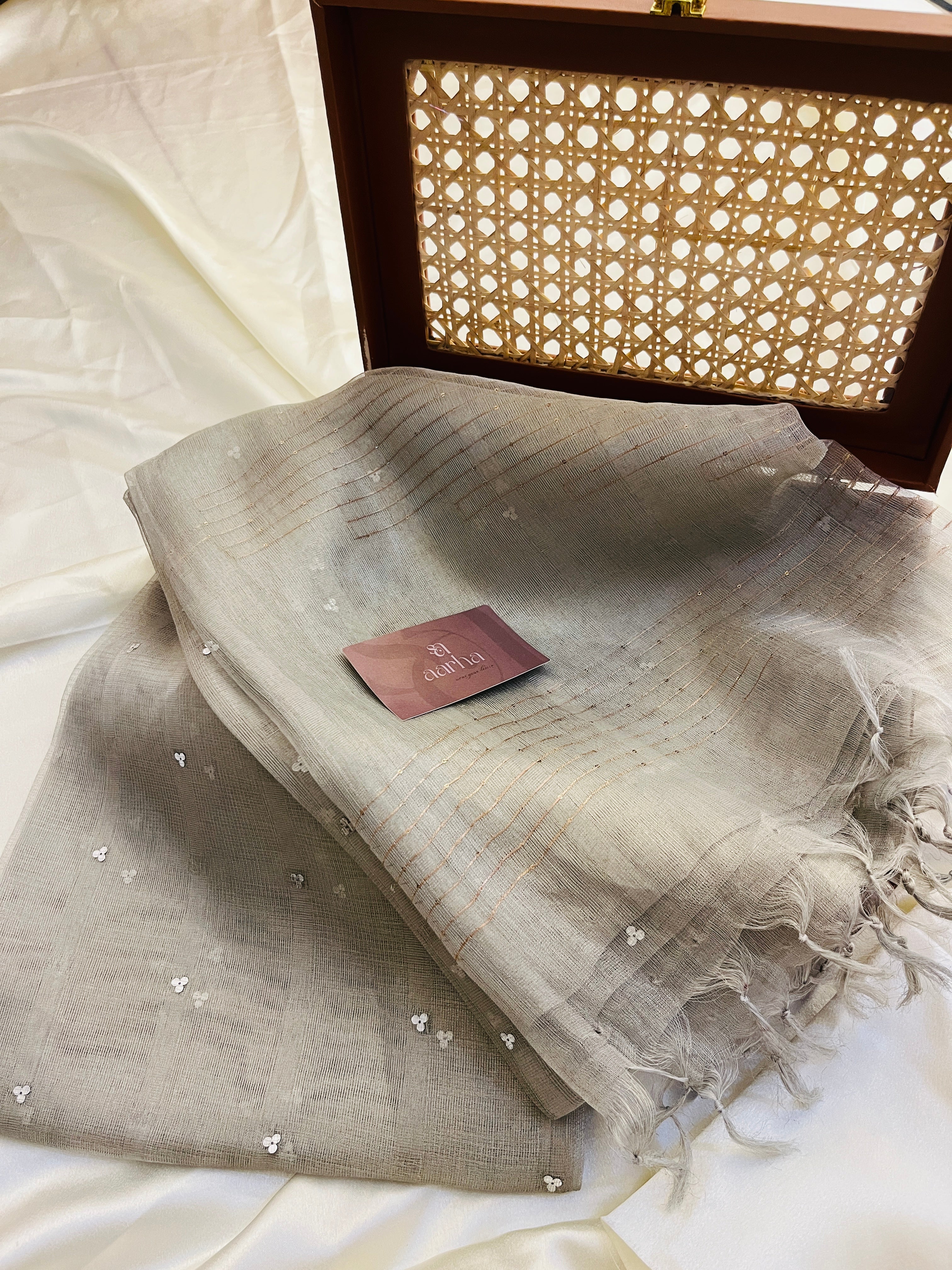 So-016 silver tissue silk saree
