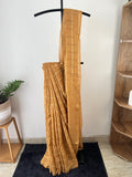 So-068 mustard with golden and silver check mul cottons usually doesnt saree