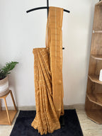 So-068 mustard with golden and silver check mul cottons usually doesnt saree