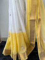 So-063 golden embroidered white and yellow body with golden zari