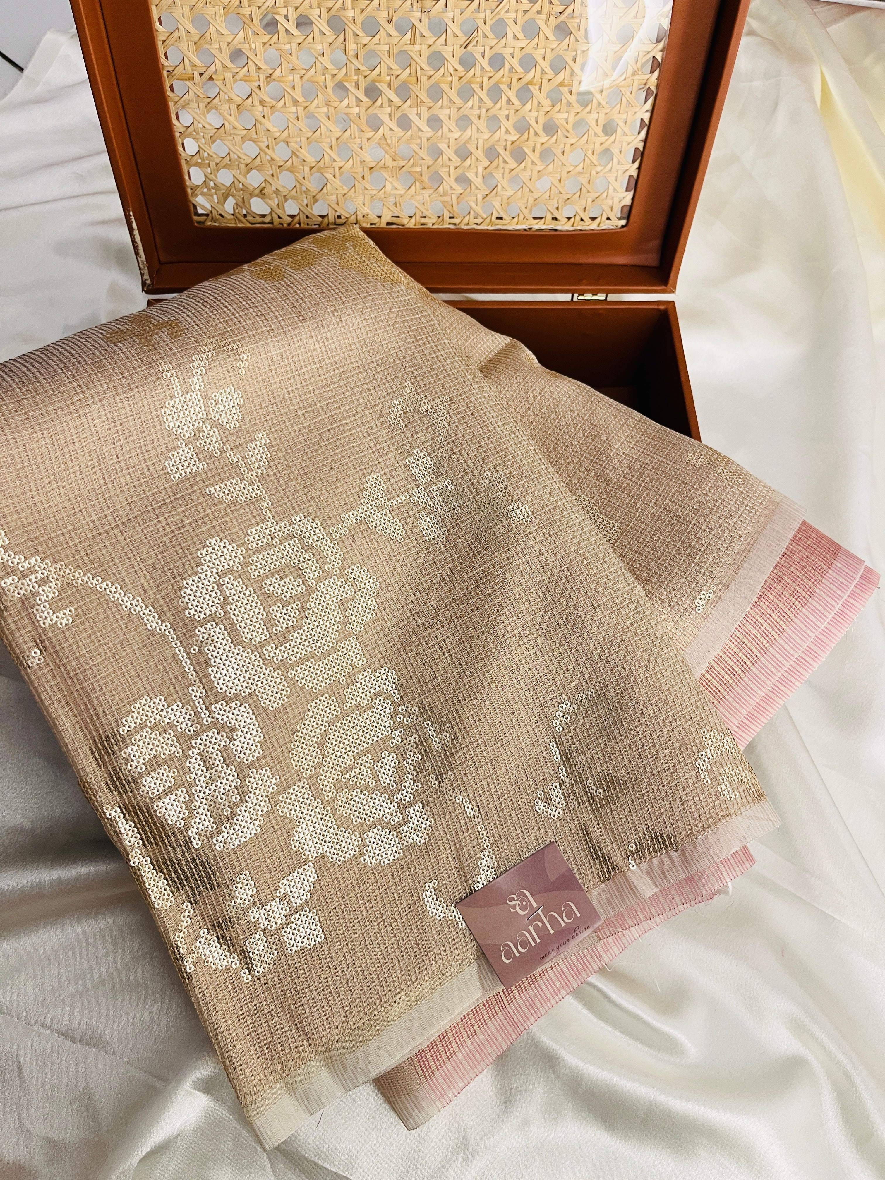 So-032 gulabi onam saree (tussar tissue)