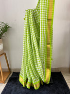 Sm-041 green check with zari border