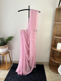 Sm-049 baby pink small gingham mul cotton saree