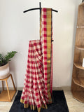 So-071 reddish maroon chech with zari border mul cotton saree.