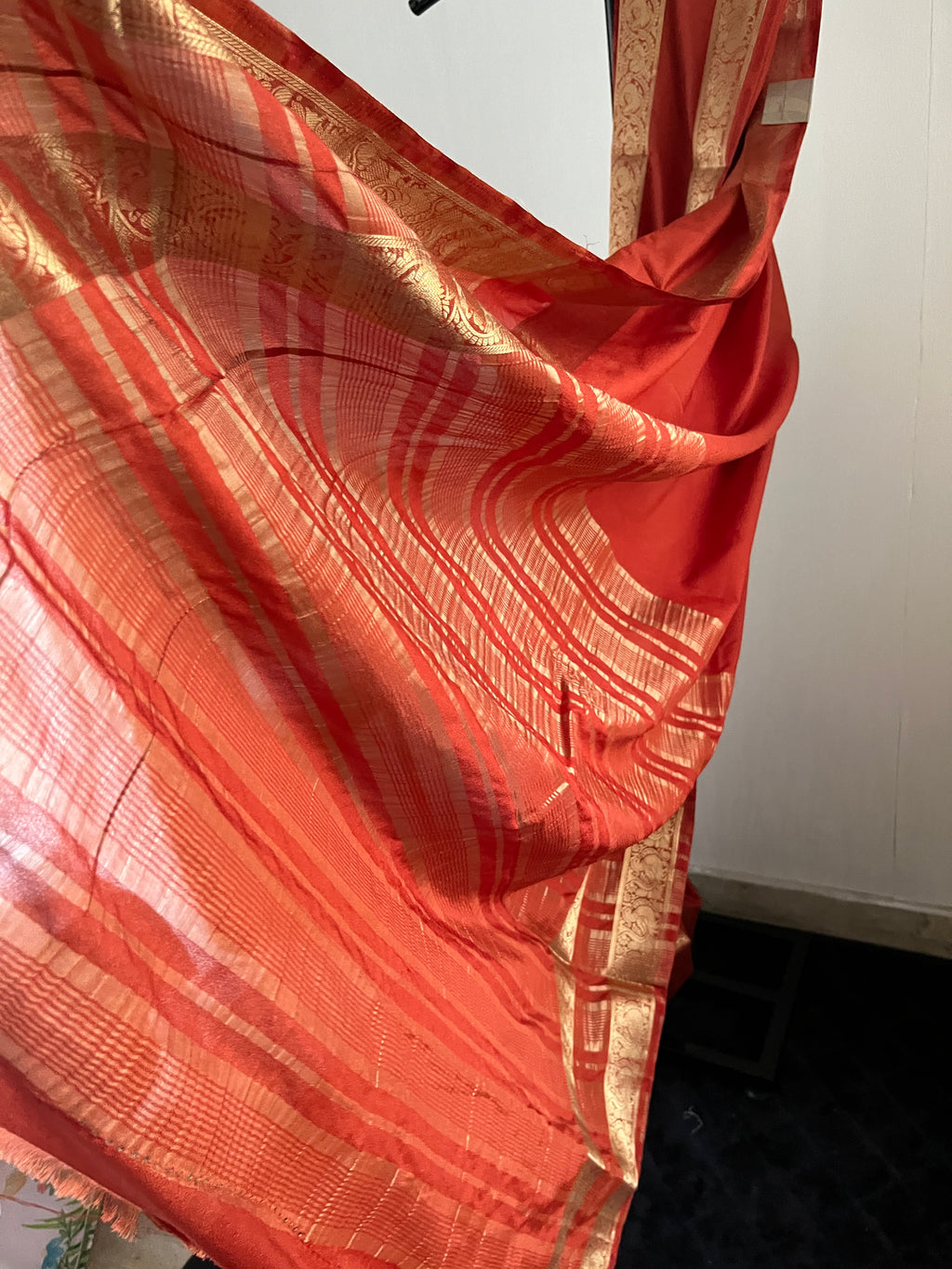 Sc-030 rust orange with retta pettu semi silk saree