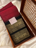 Snp-020- maroon with rettapettu black border Kanchi cotton
