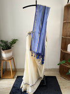 So-010 blue kerala saree in 100 count mul cotton