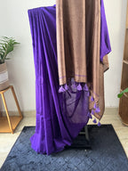 Sm-031 violet and copper acrylic cotton saree
