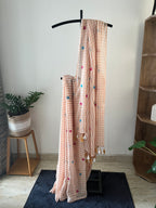 Sm-031 light brown check with flower embroidery