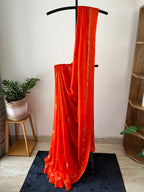Sf-001 viscose georgette saree in orange