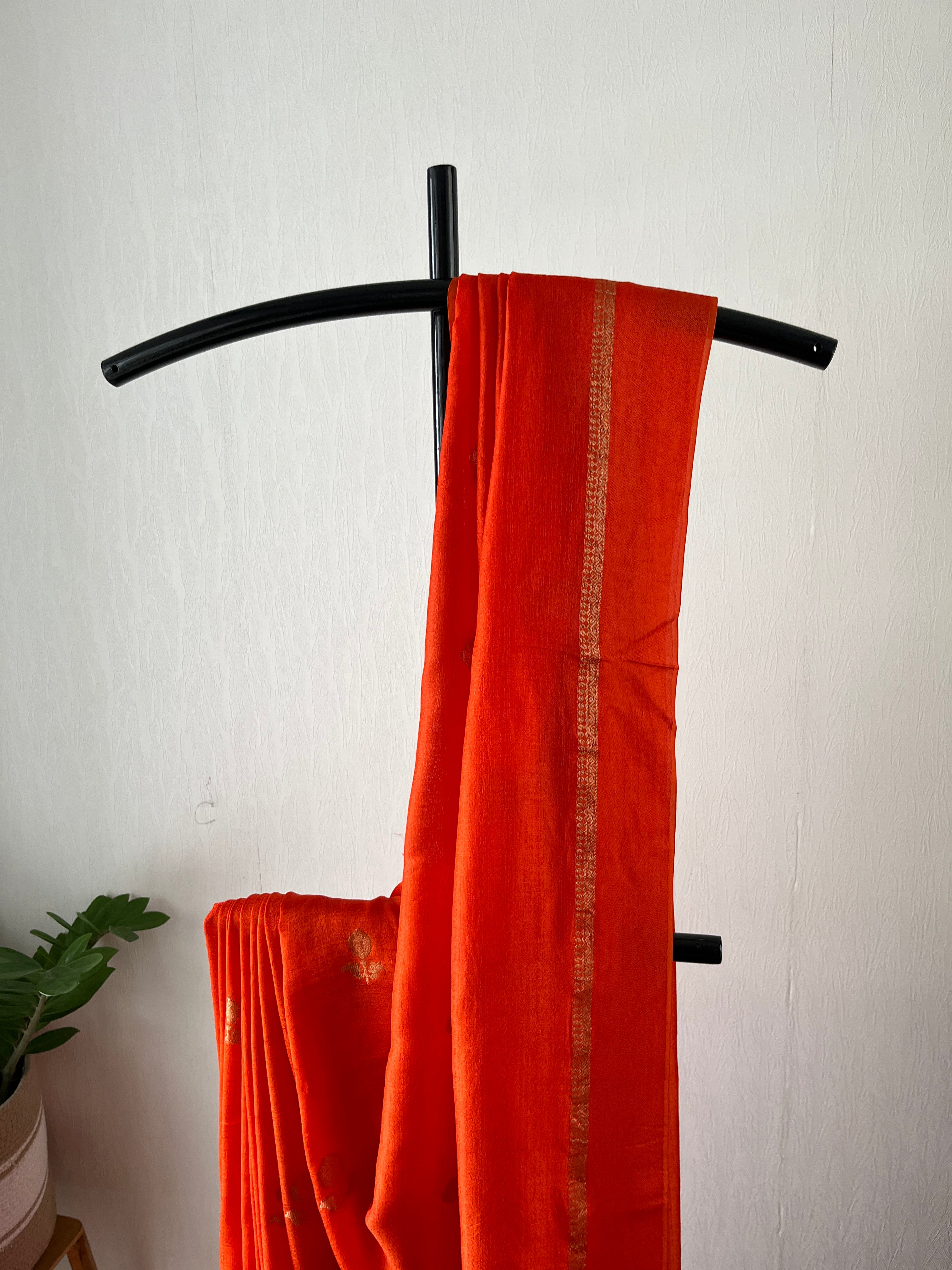 Sf-001 viscose georgette saree in orange