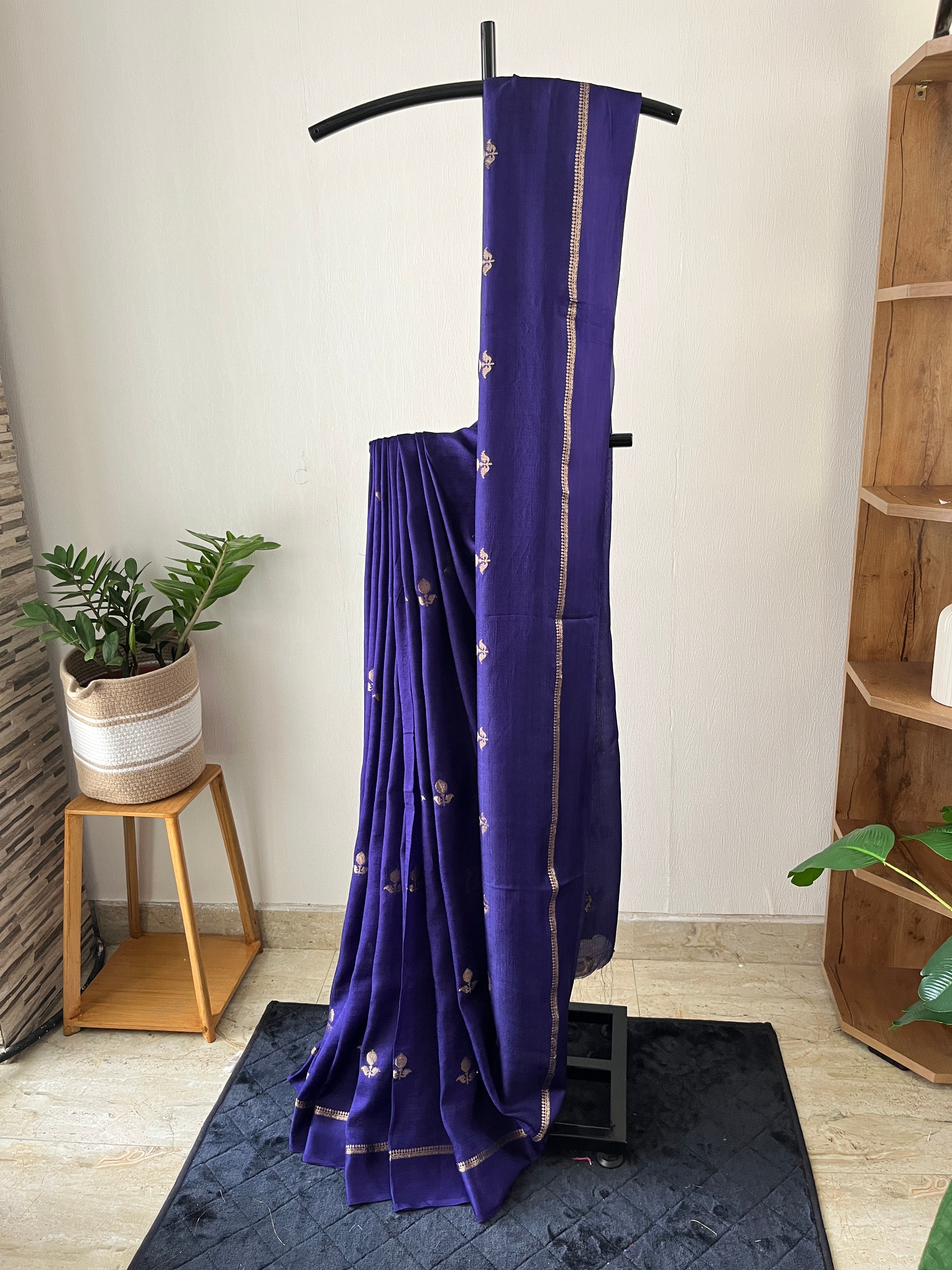 Sf-002 viscose georgette saree in violet