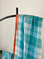 Sm-034 teal blue check with orange selvedge