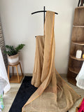 So-086 beige with sandal wood and copper zari pure linen saree