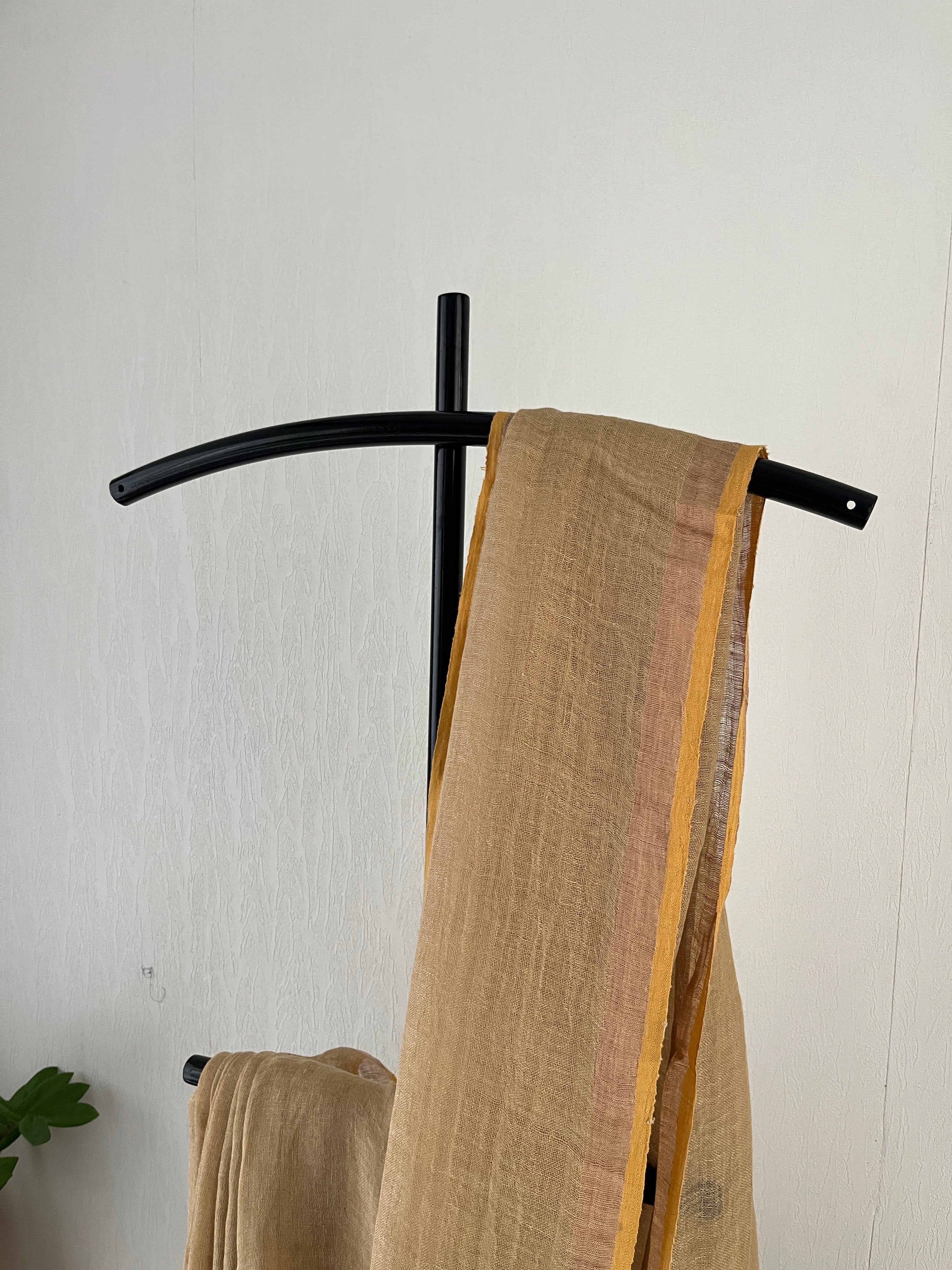 So-086 beige with sandal wood and copper zari pure linen saree