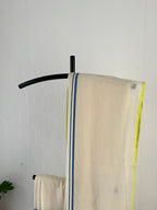 So-094 simple royal blue stripes with flourescent green selvedge