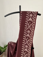 Brown Jamdani With Off White Prints With Running Blouse | Sl-005