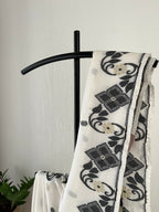 Off White Jamdani With Black Prints With Running Blouse Piece | Sl-006