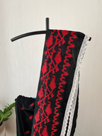 Black Jamdani Red Prints Lace Border With Attached Blouse Piece | Sj-002